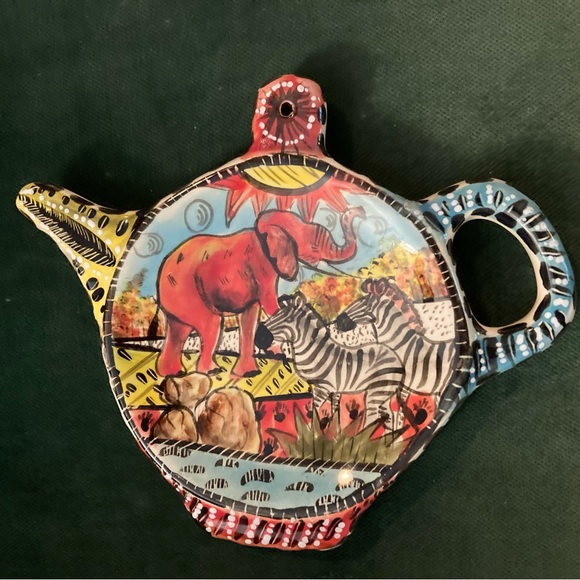 African hand painted animal tea bag rest - Picture 3 of 4